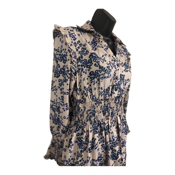 Anthropologie Boemo blue floral ruffled shoulder button front maxi dress size S - Picture 11 of 17